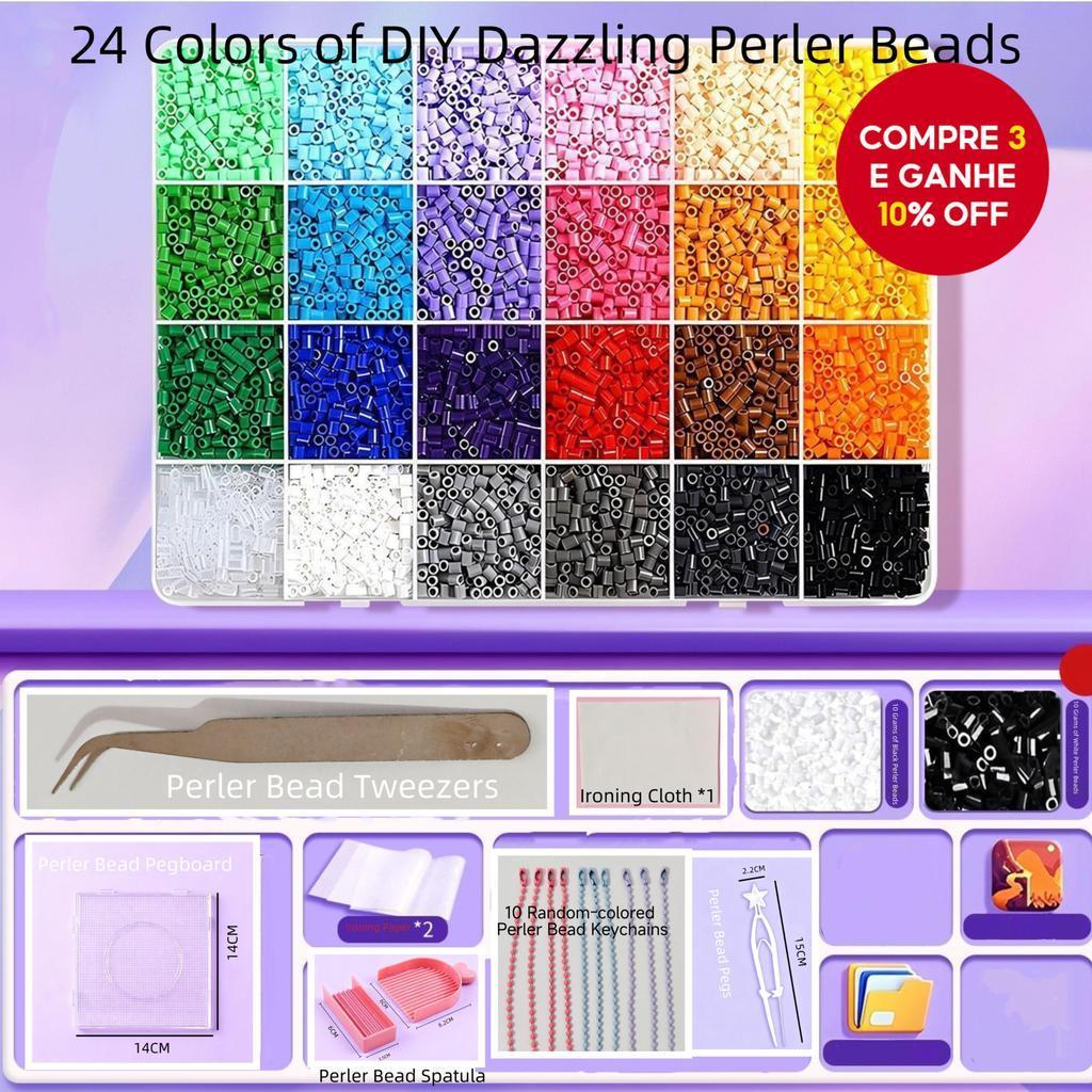 Kit Pixel Art DIY Perler Beads 24 Cores 8400 Peça