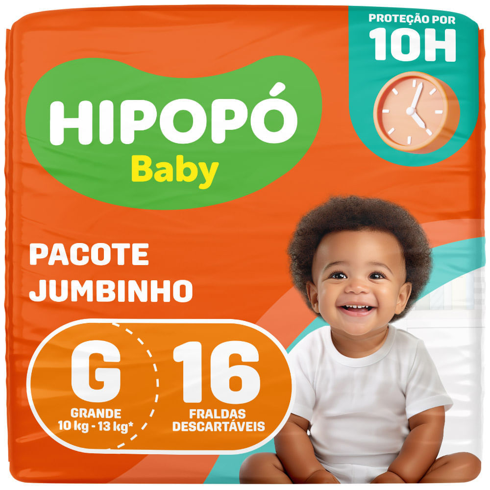 Fralda Hipopó Baby Tamanho G Pacote Jumbinho 16 U