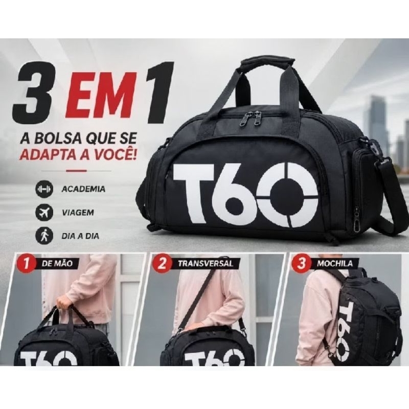 PRETO – T-6 – Bolsa Esportiva Multifun