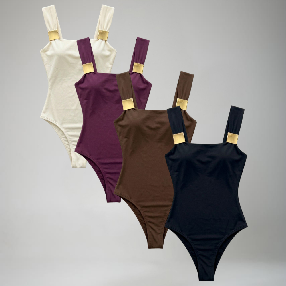 Body Feminino Fivelas Dourada Suplex Premium Confo