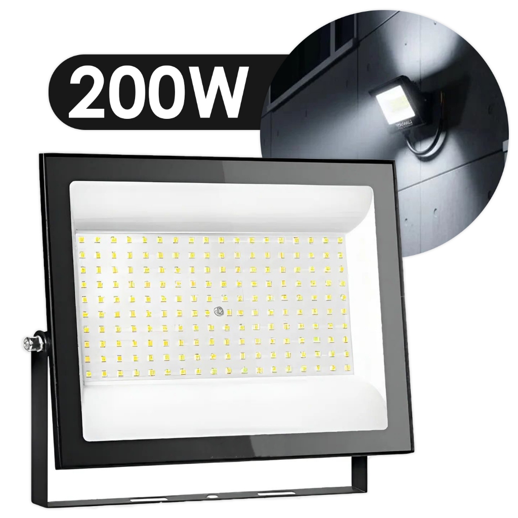Refletor Preto Led Eco Start 200W Bivolt Branco Fr