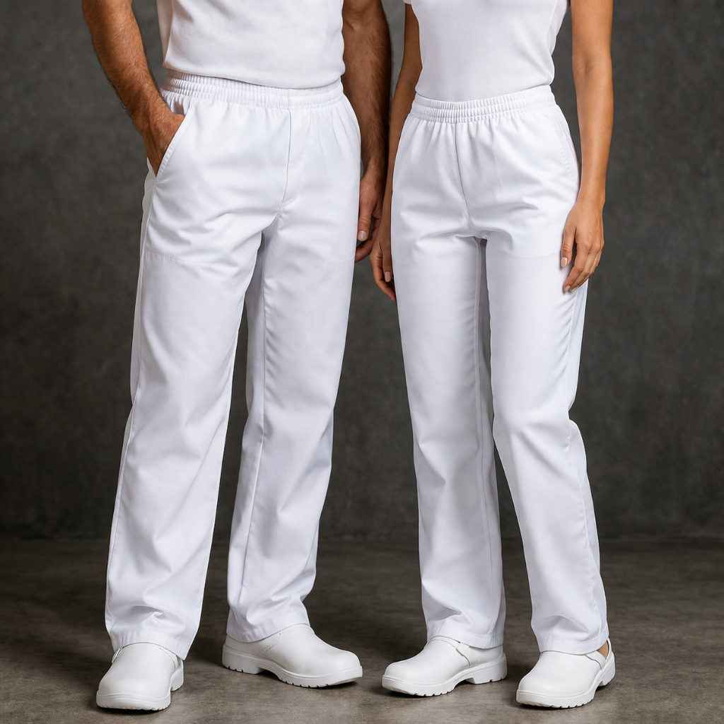 Calça Branca Oxford Uniforme Profissional Enferma