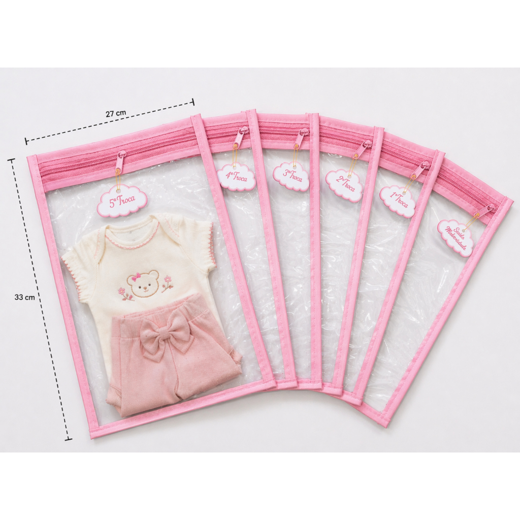 Kit 6 Saquinhos Maternidade com 6 Tag  De Identifi