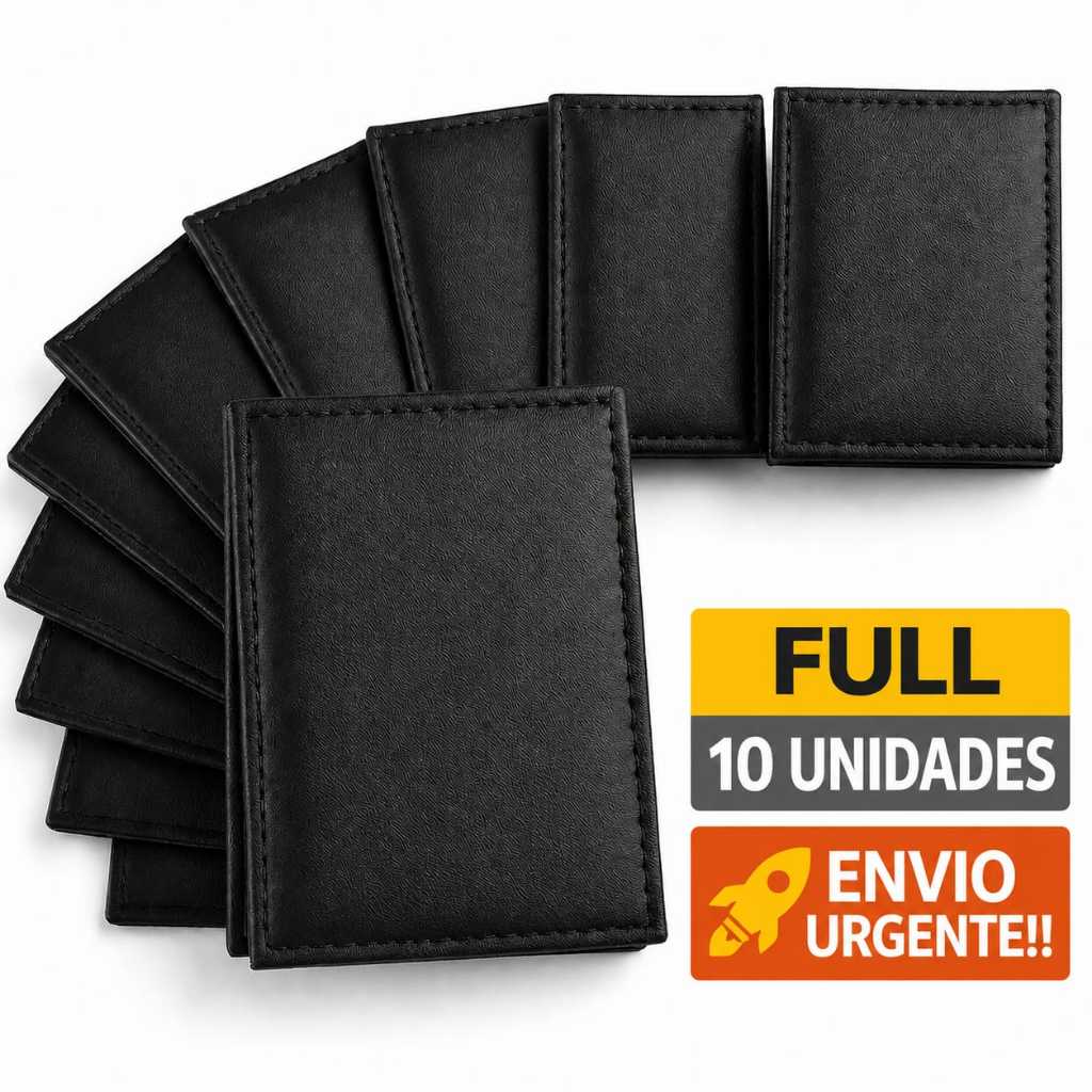 KIT Carteiras Slim Masculina Couro 5,10 ou 20 Unid