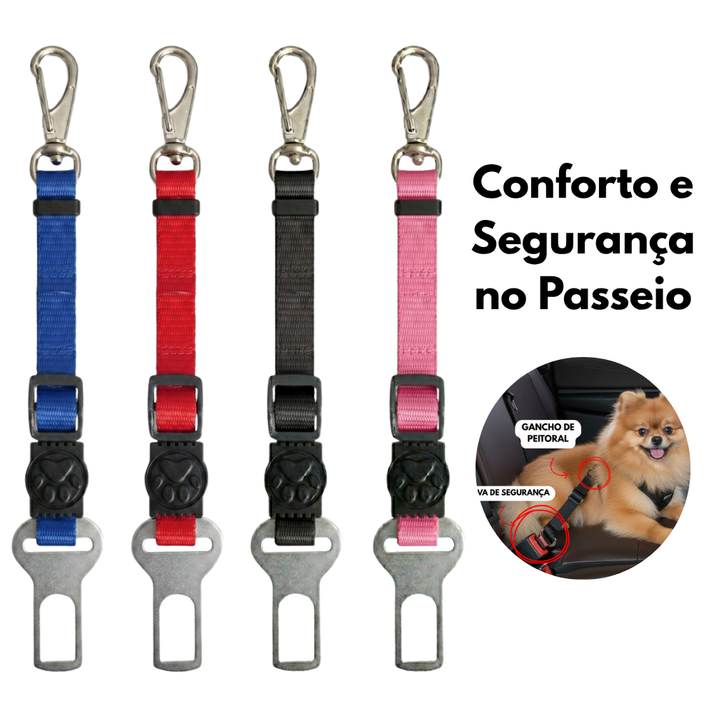 Cinto Segurança Cachorro Carro Ajustável Engate