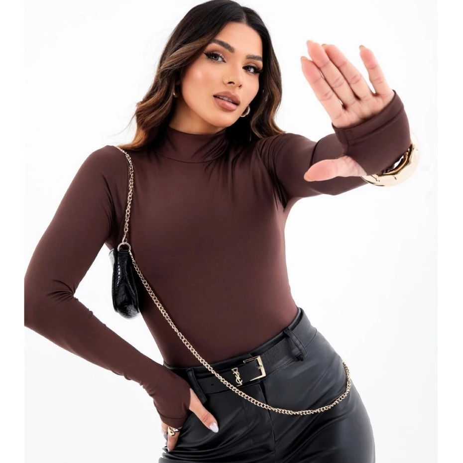 BLUSA SEGUNDA PELE FEMININA MANGA LONGA COM DEDEIR