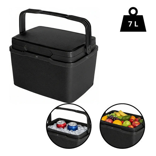 Cooler Caixa Térmica 7 Litros Preta Praia Trabalh