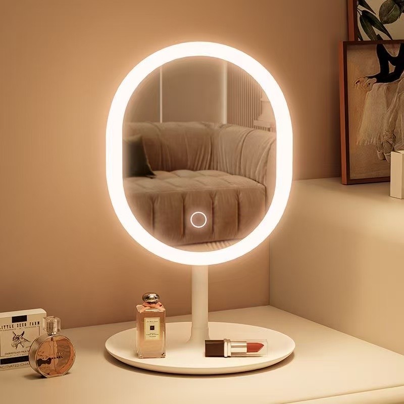 Espelho de Mesa com Luz LED 3 Cores Touch USB Reca