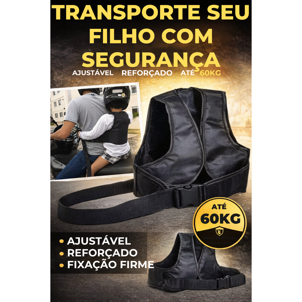 Cinto Segurança Infantil Moto Colete Garupa Crian