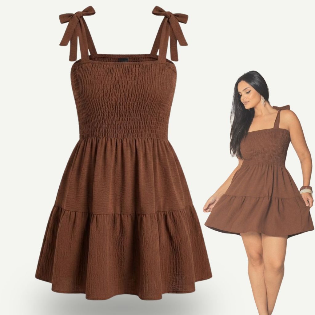 Vestido Curto Lastex Feminino Tecido Duna Verão A