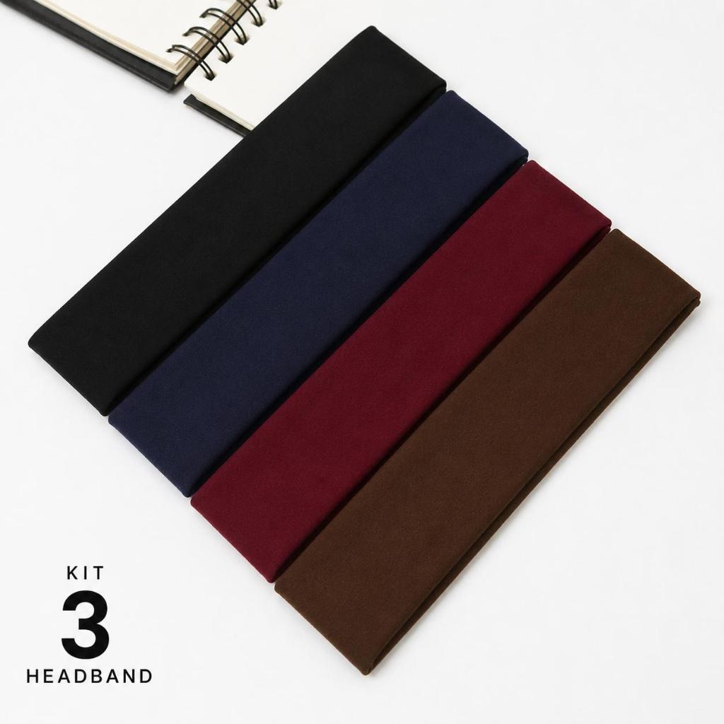 Kit 3 Headband Faixa de Cabelo Feminina Esportiva