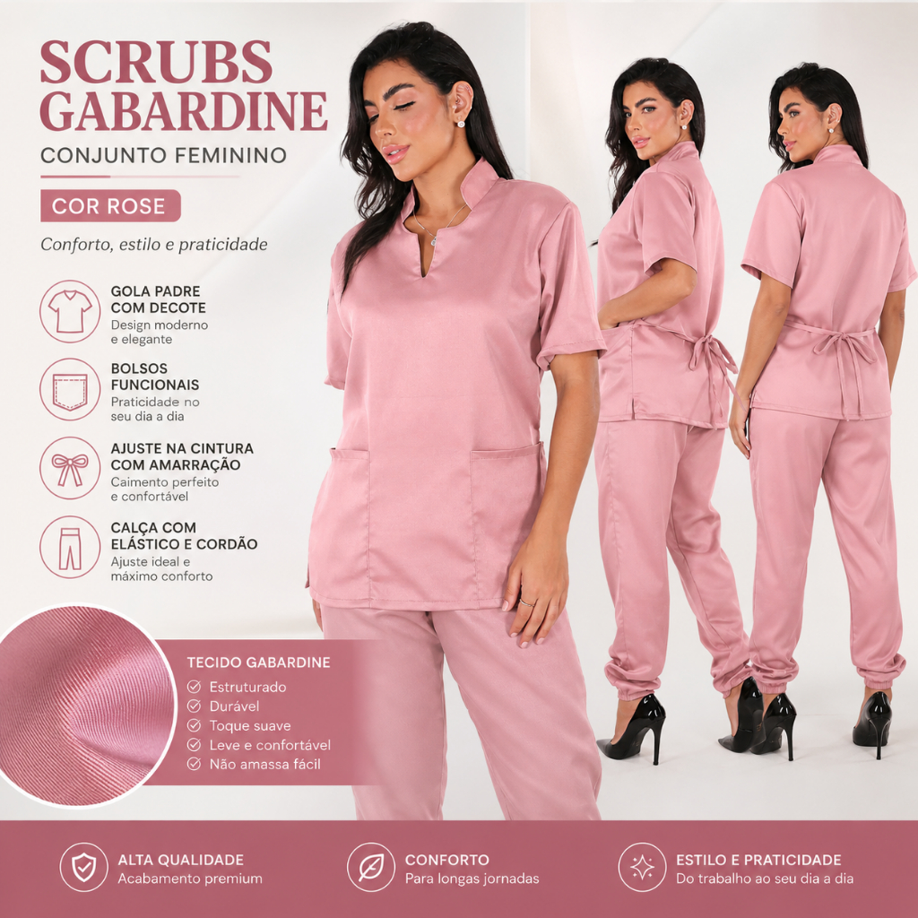 Pijama Cirúrgico Feminino Luxo Jogger Scrubs Gaba
