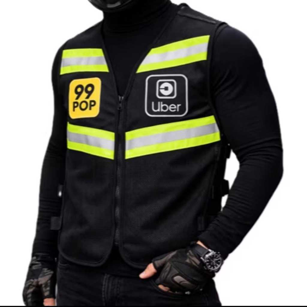 Kit Colete Refletivo Uber Moto 99 Pop Motoboy com 