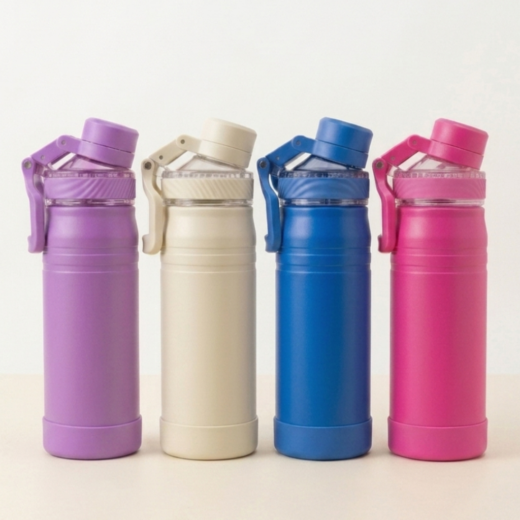 Garrafa Inox 600ml Squeeze Térmica Alça Ergonôm