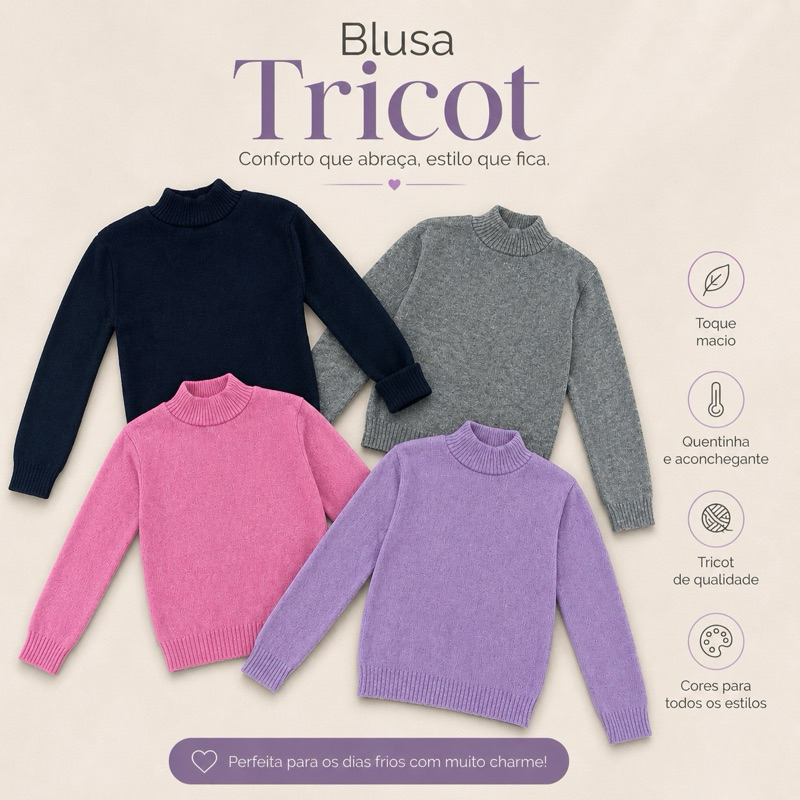 Blusa de lã GOLA ALTA infantil menina cacharrel s