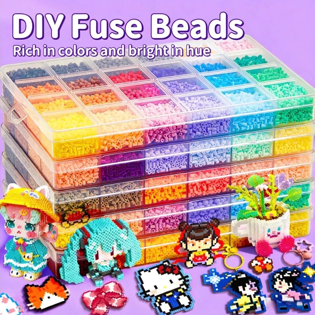 Kit 24 cores 2.6mm Com 14000pcs Perler Hama Beads
