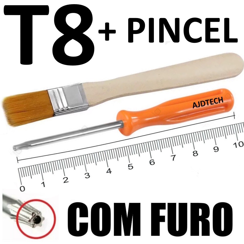 Kit Limpeza Chave Torx T8 Com Furo + Pincel para a