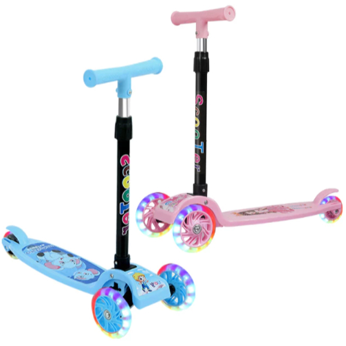 Patinete Scooter Infantil LED 3 Rodas Dobrável Gu
