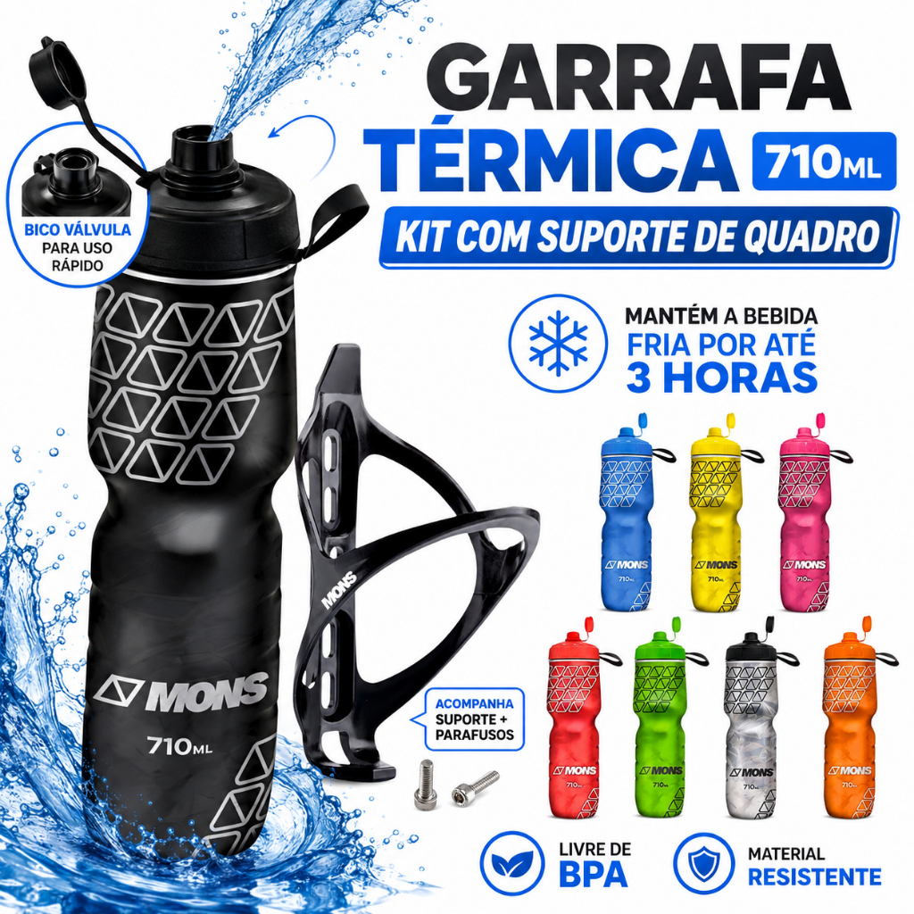 Garrafa Térmica Caramanhola Squeeze Bike 710ml Bi