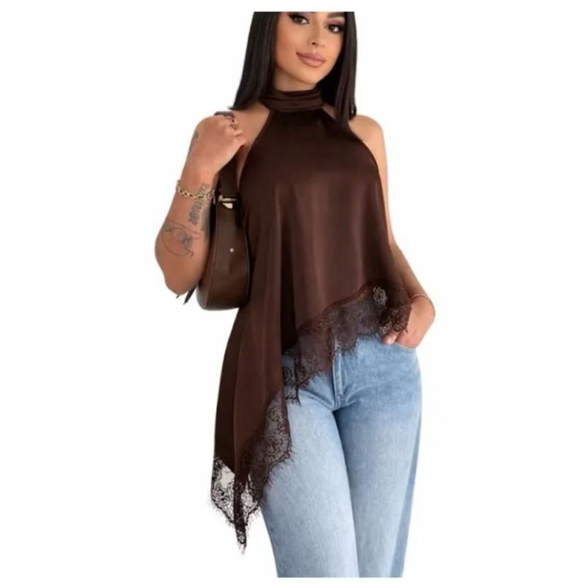 Blusa Feminina Gola Alta Assimétrica Frente Únic
