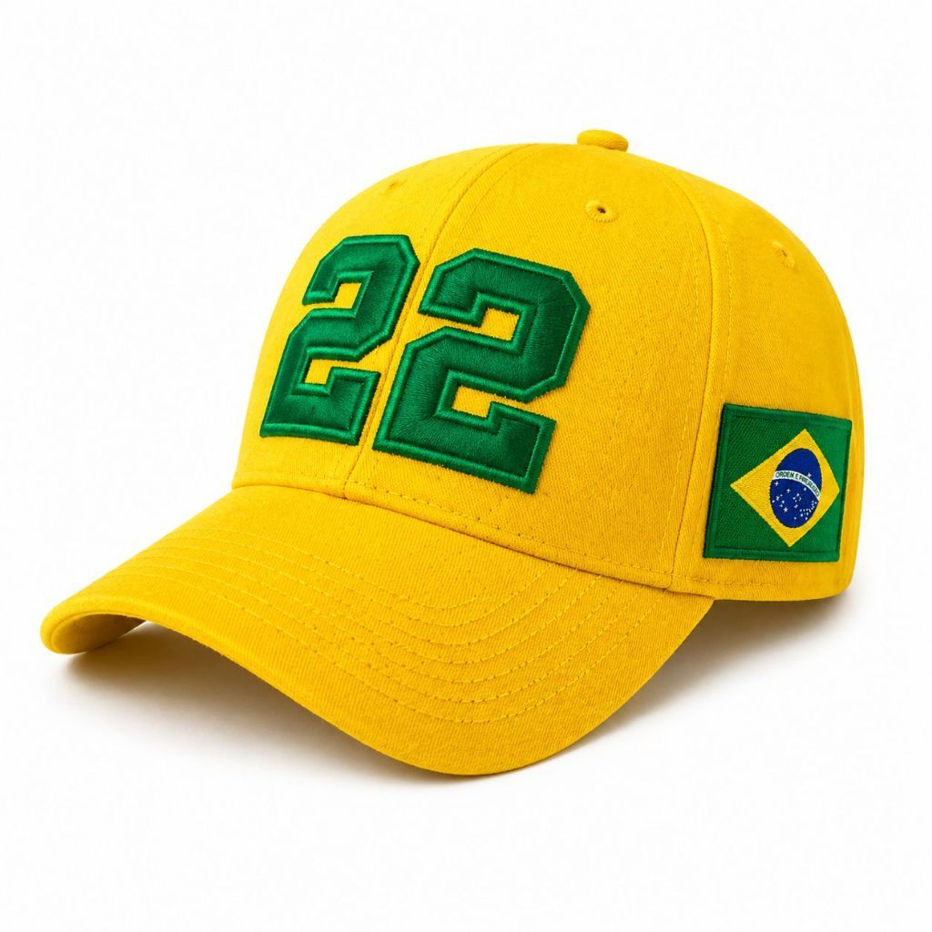 Boné Brasil 22 Bordado Premium Aba Curva Ajustáv