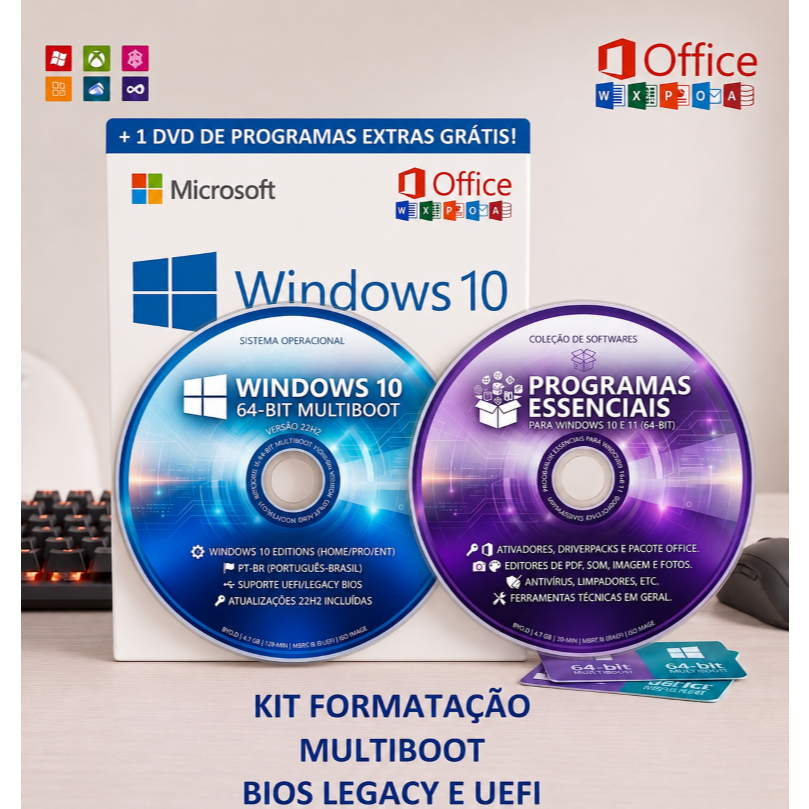 DVD Windows 10 PRO – 64 BITS + DVD Programas