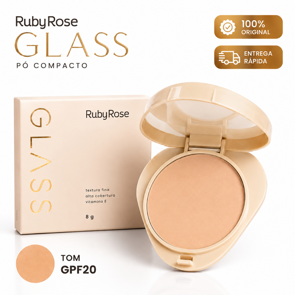 Pó compacto Glass Ruby Rose Acabamento Aveludado 