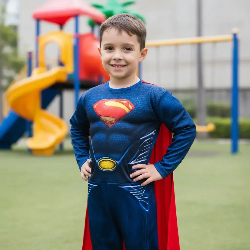 Fantasia Do Superman Longa Com Enchimento E Capa I