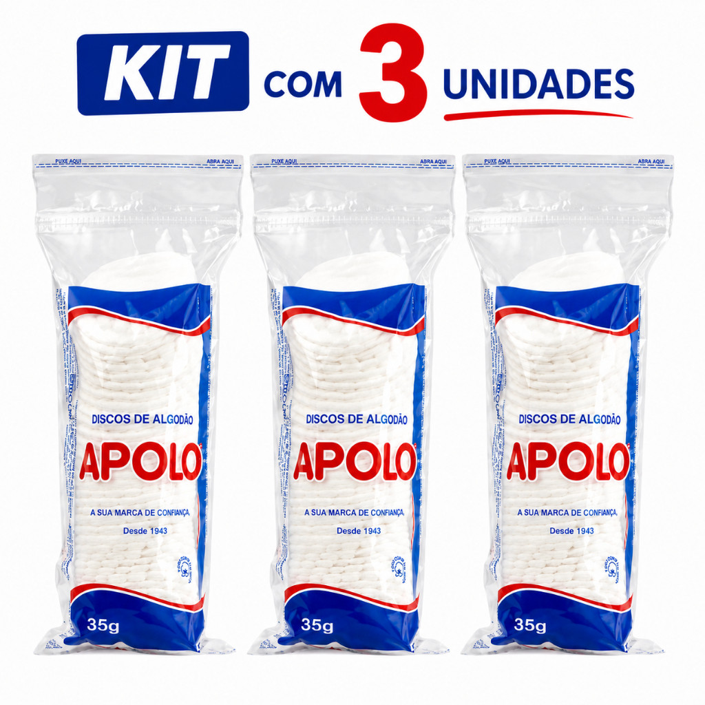 Kit 3 Disco de Algodão Apolo 35g