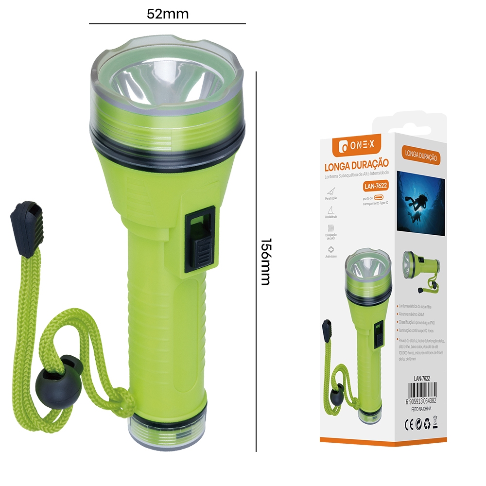 ONEX 2pcs Lanterna de Mergulho LED Recarregável U