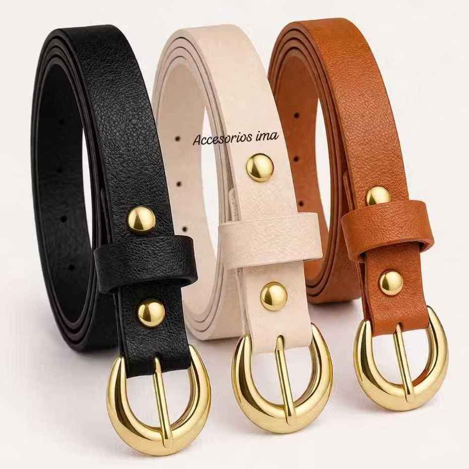 Kit 3 Cinto Feminino com Fivela Dourado Adulto e I