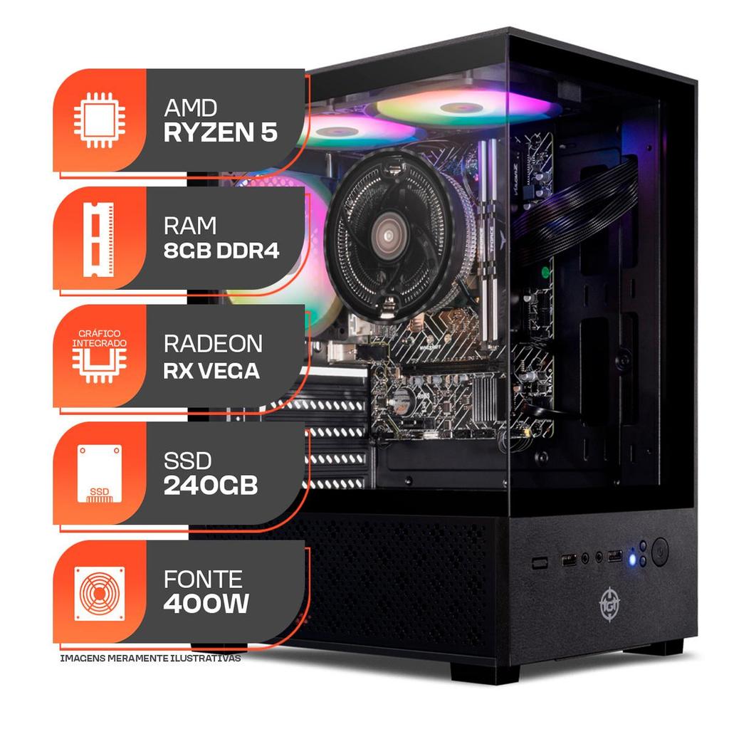 PC Gamer Forge, AMD Ryzen 5 3400G, 8GB DDR4, SSD 2