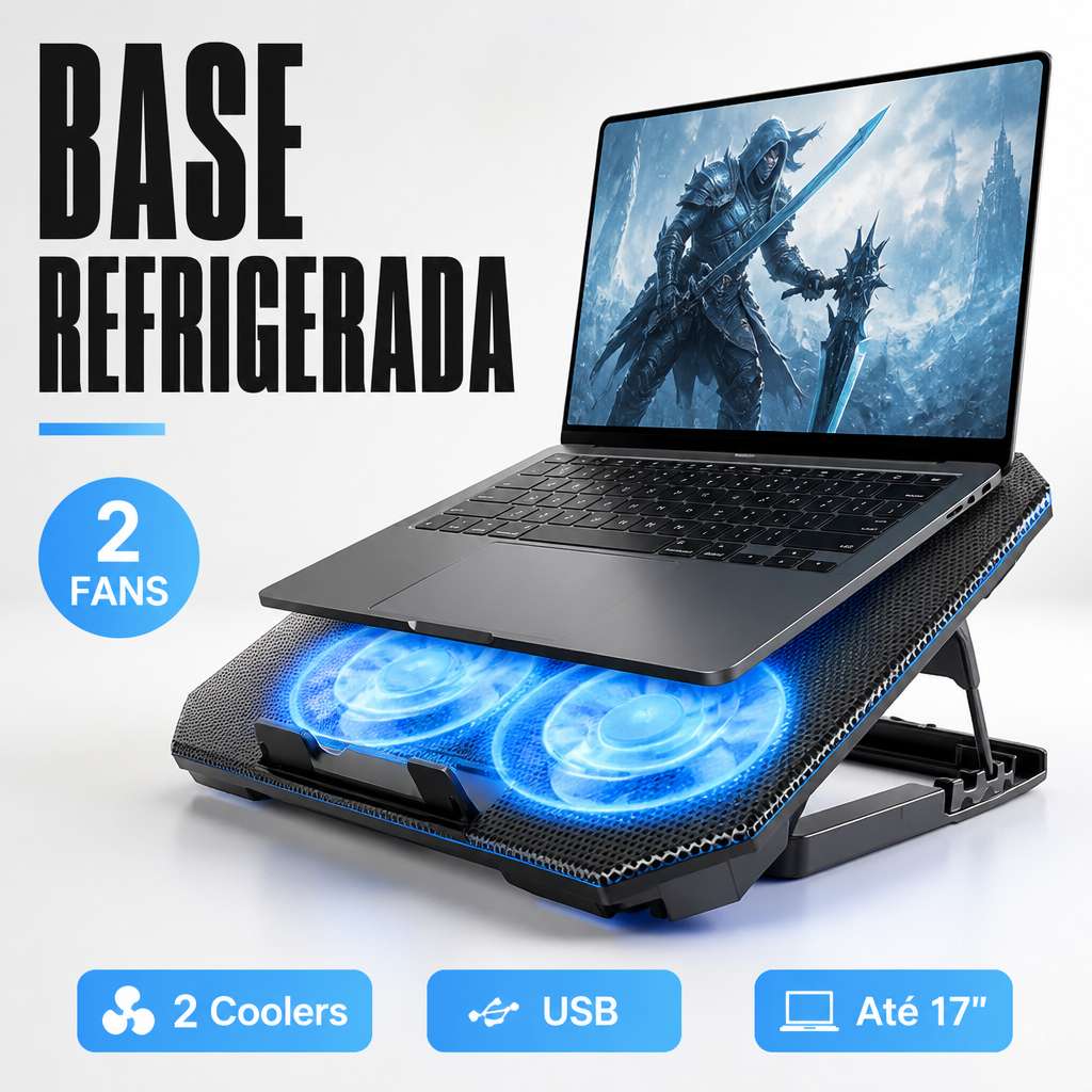 Suporte Base Refrigerada 2 Coolers Resfriar Notebo