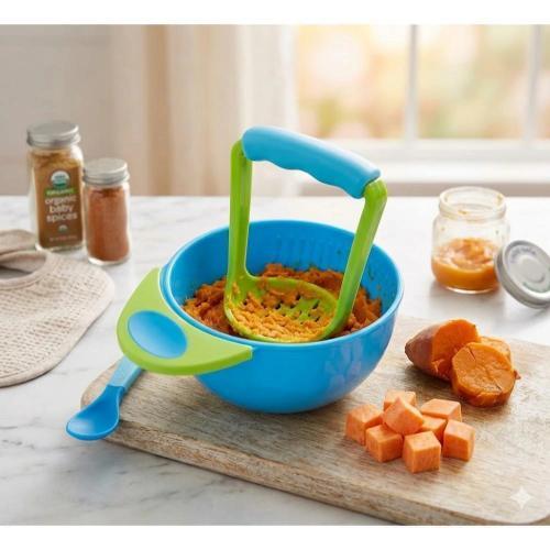 AMASSADOR DE PAPINHA BEBÊ COM TIGELA KIT ALIMENTA