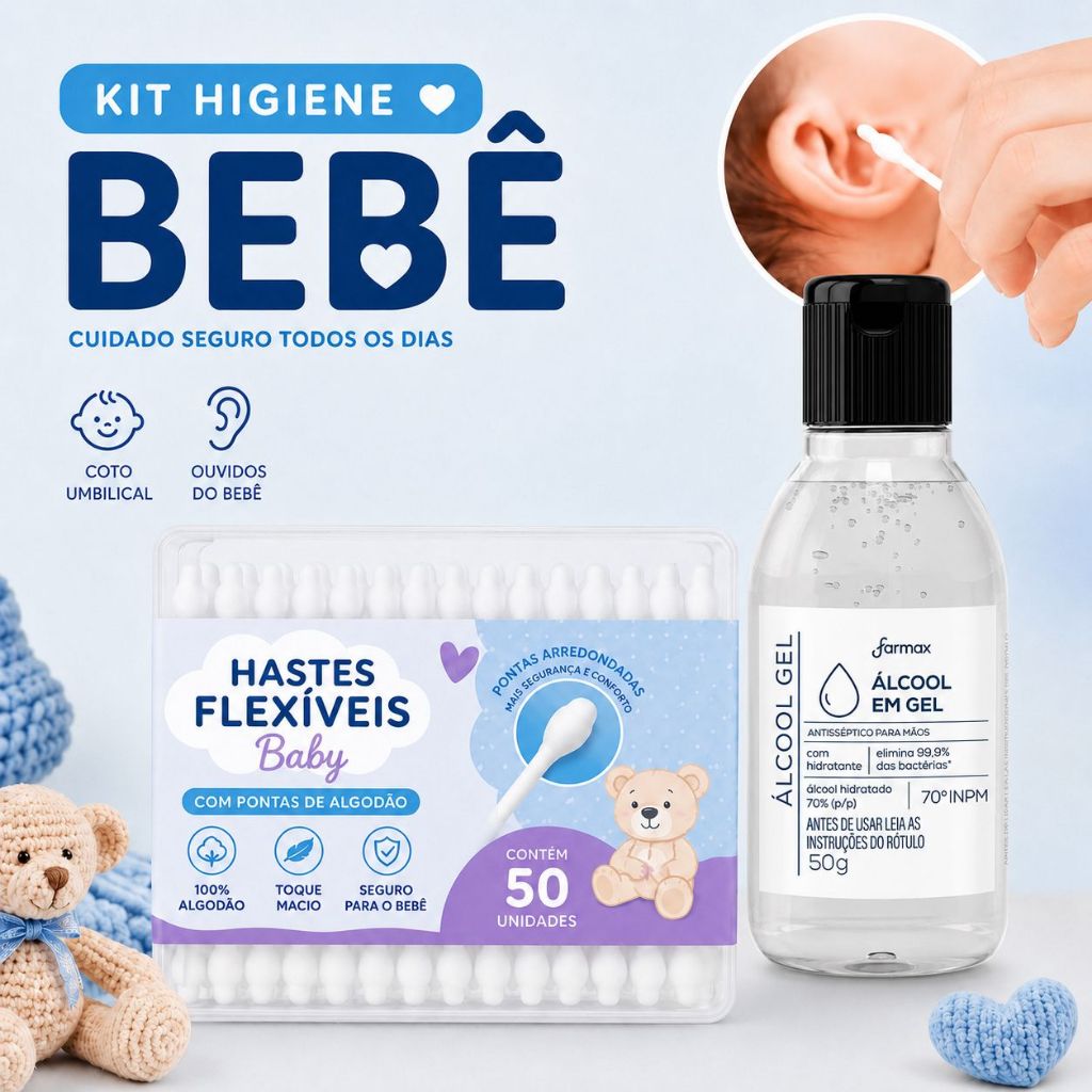 Kit Coto Umbilical Hastes Flexiveis Baby com Segur