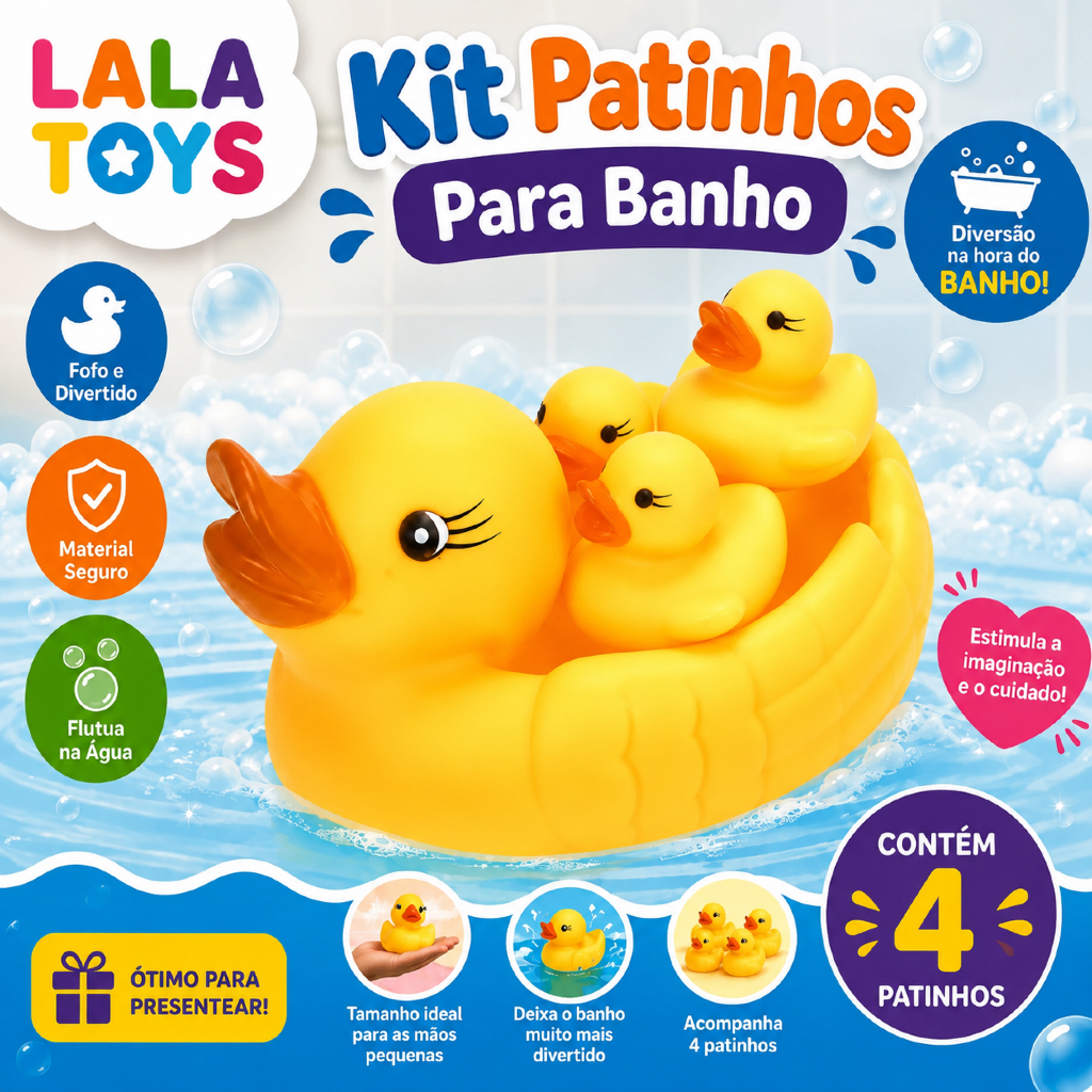Kit Patinhos de Borracha Para Banho Piscina Bebe I
