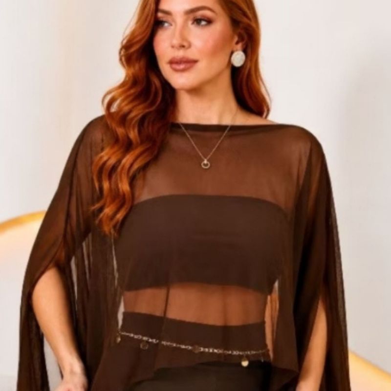Blusa Tule Feminina Transparente com ou Sem o Top 