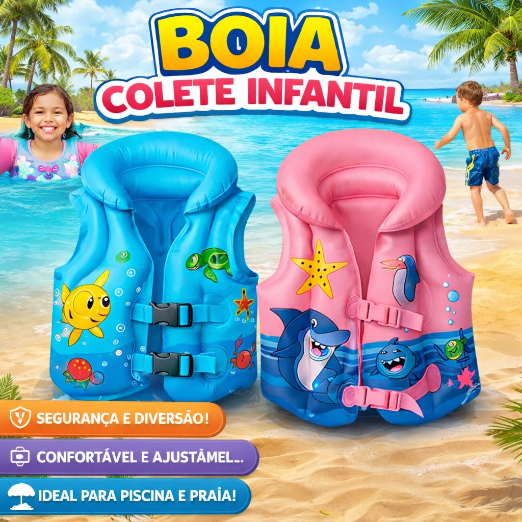 Boia Infantil Colete 3 Tamanhos Inflável Brinqued