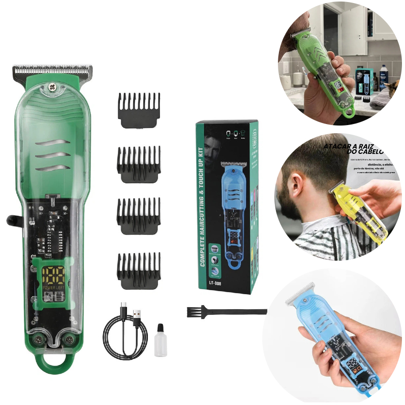 Máquina De Cortar Cabelo Profissional Sem Fio LCD