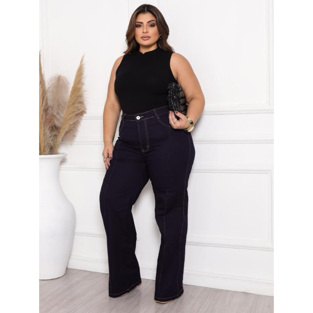 Calça Jeans feminina plus size com elastano premi