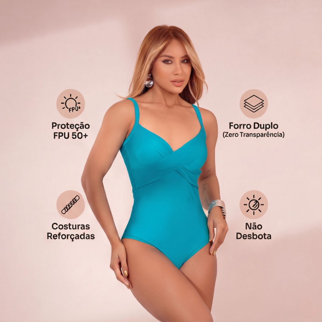 Maiô feminino Praia Modelador Com Bojo Sustentaç