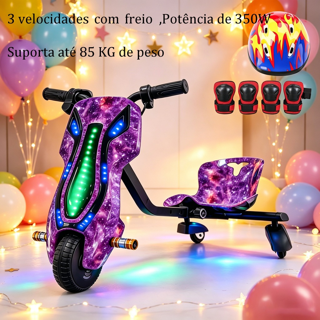 Triciclo Infantil Elétrico Drift 350W LED Bluetoo