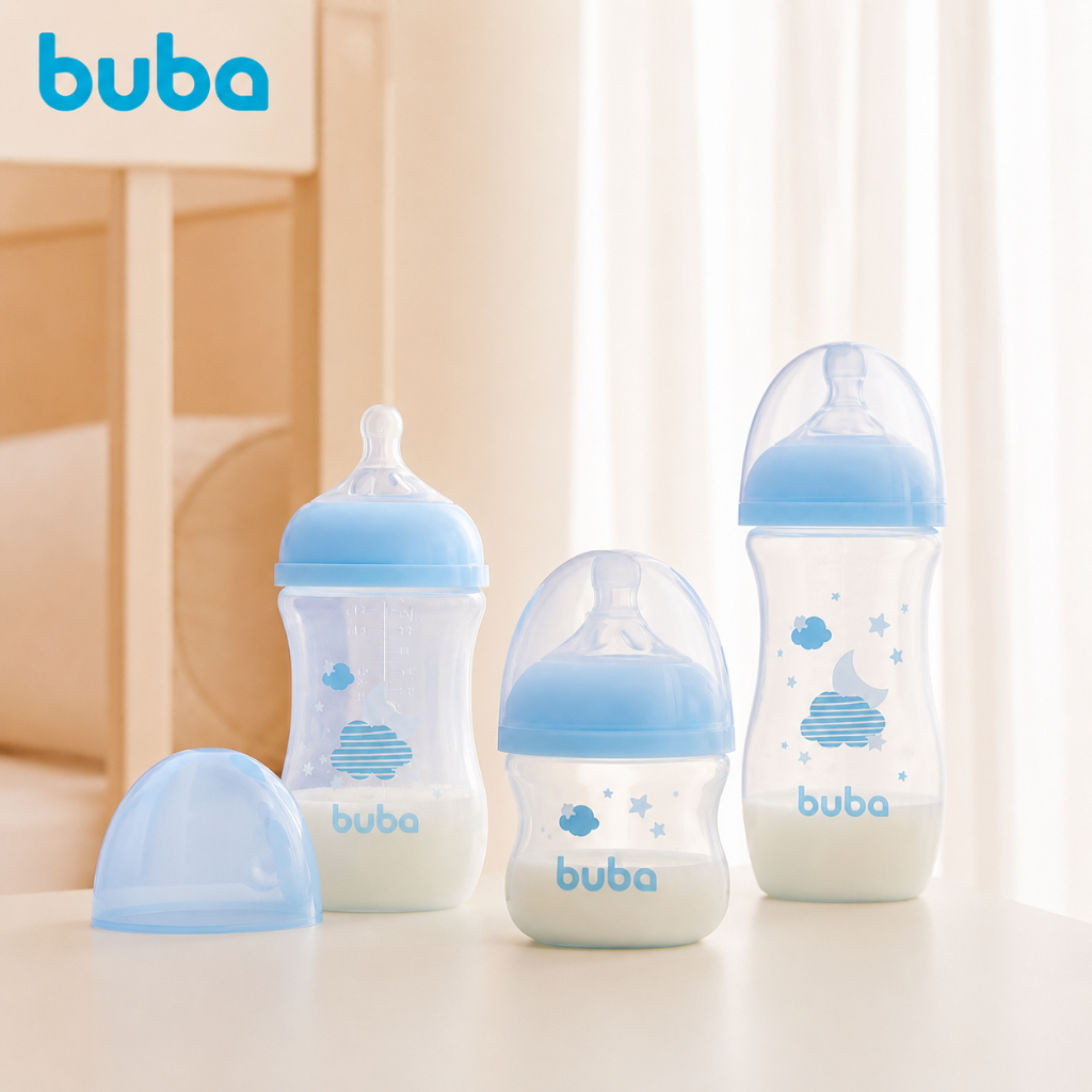 Buba Kit 3 Mamadeiras Anticólica Easy Flow Azul 1