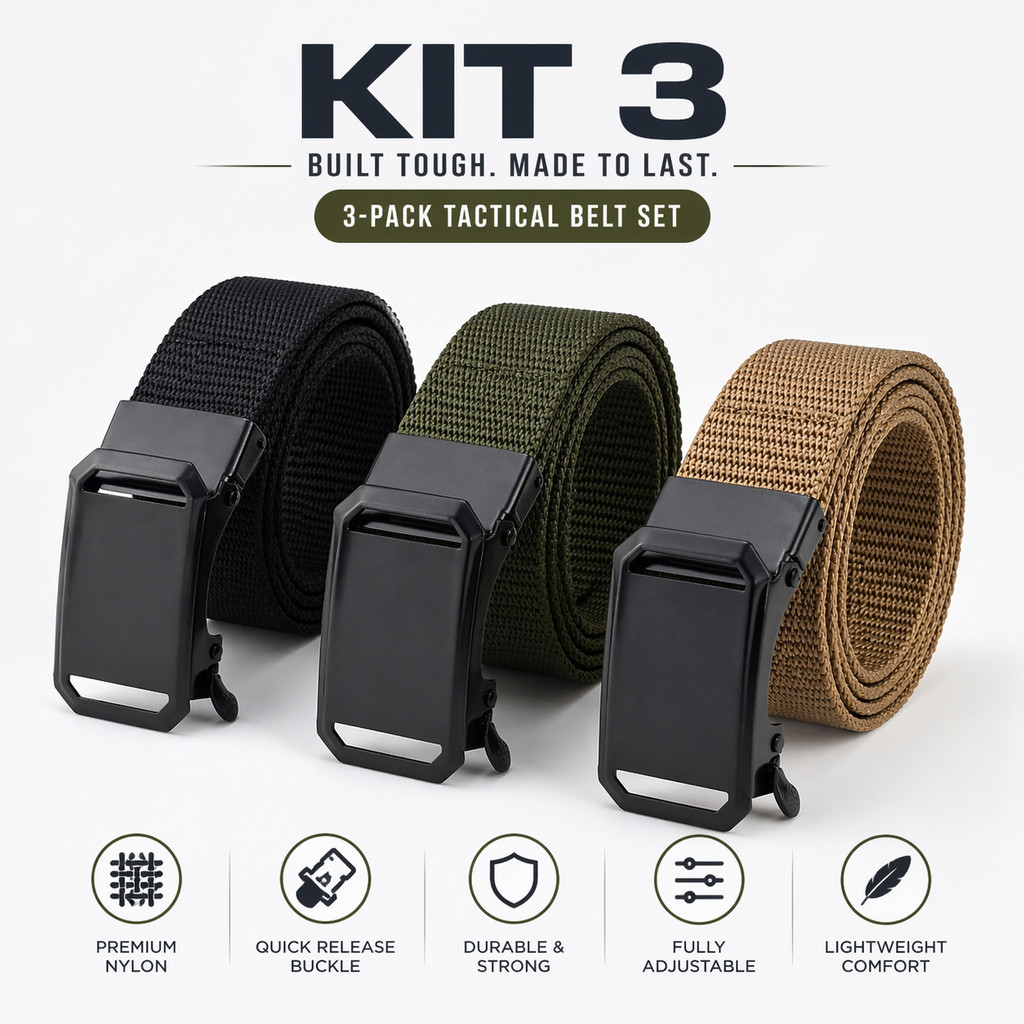 Kit 3 Cinto Tático de Nylon 4cm com Fivela de Eng