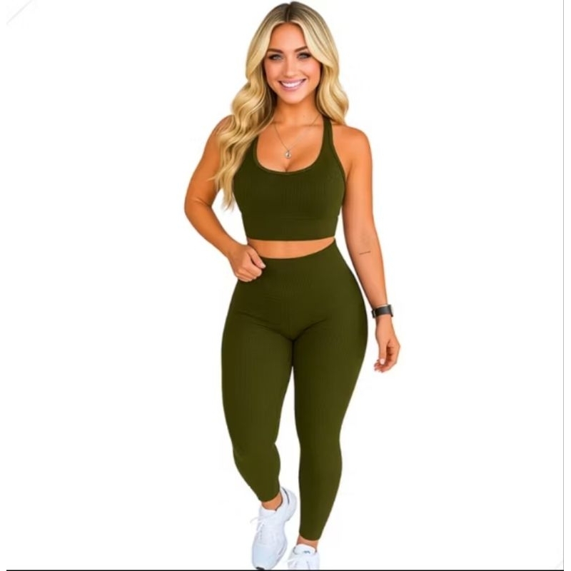 Conjunto Fitness Feminino Canelado Sem Costura  To