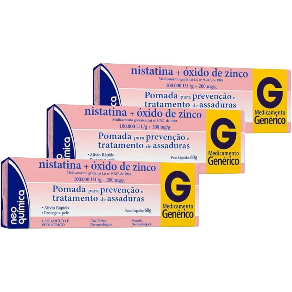 KIT COM 3 UND POMADA ASSADURA NISTATINA COM OXIDO 