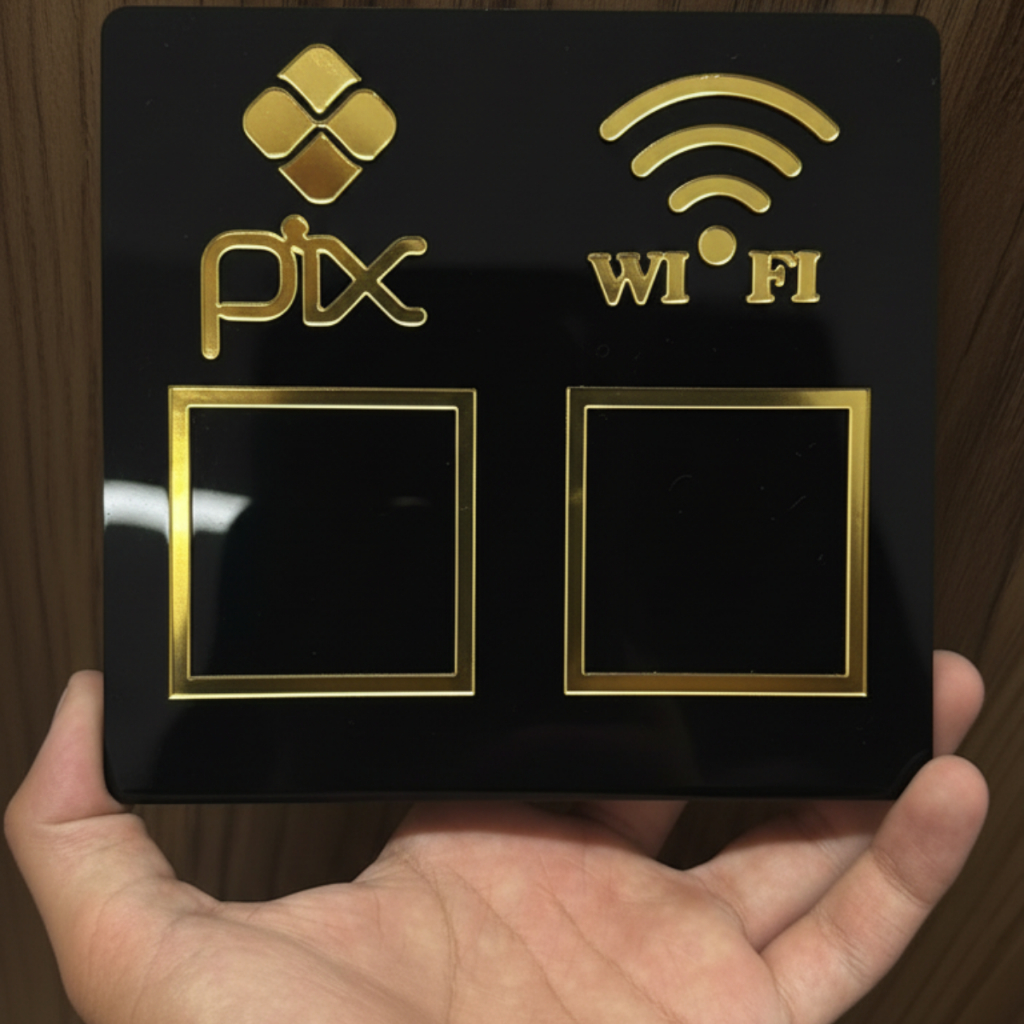Placa Pix Wi-Fi QR Code Acrílico para Comércio M