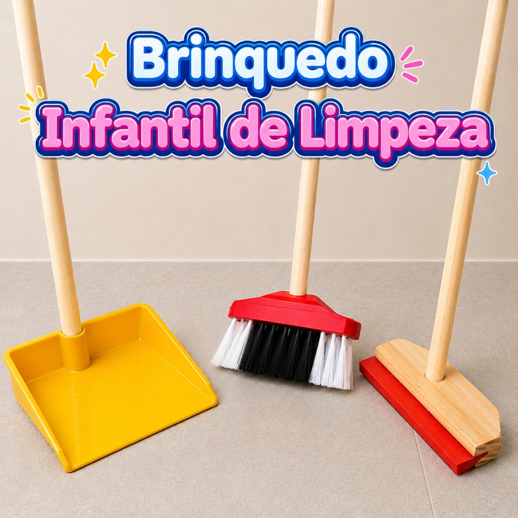 Brinquedo Infantil Mini Vassoura Rodo e Pá Brinqu