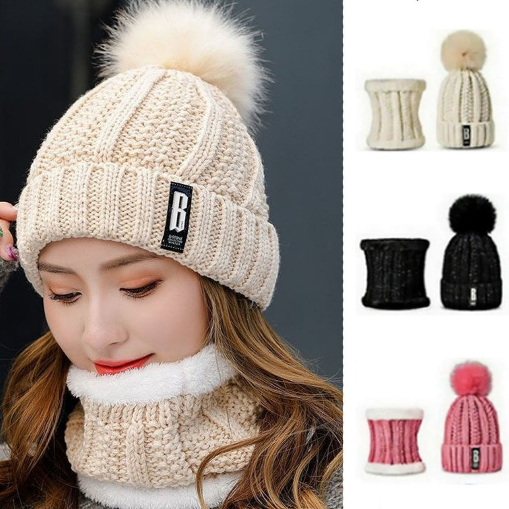 Kit Touca e Gola Forrada de Lã para Inverno