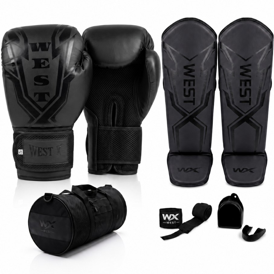 Kit Luva Boxe Muay Thai Kickboxing + Caneleira + B